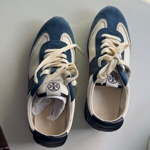 Tory Burch Blue and White Sneakers